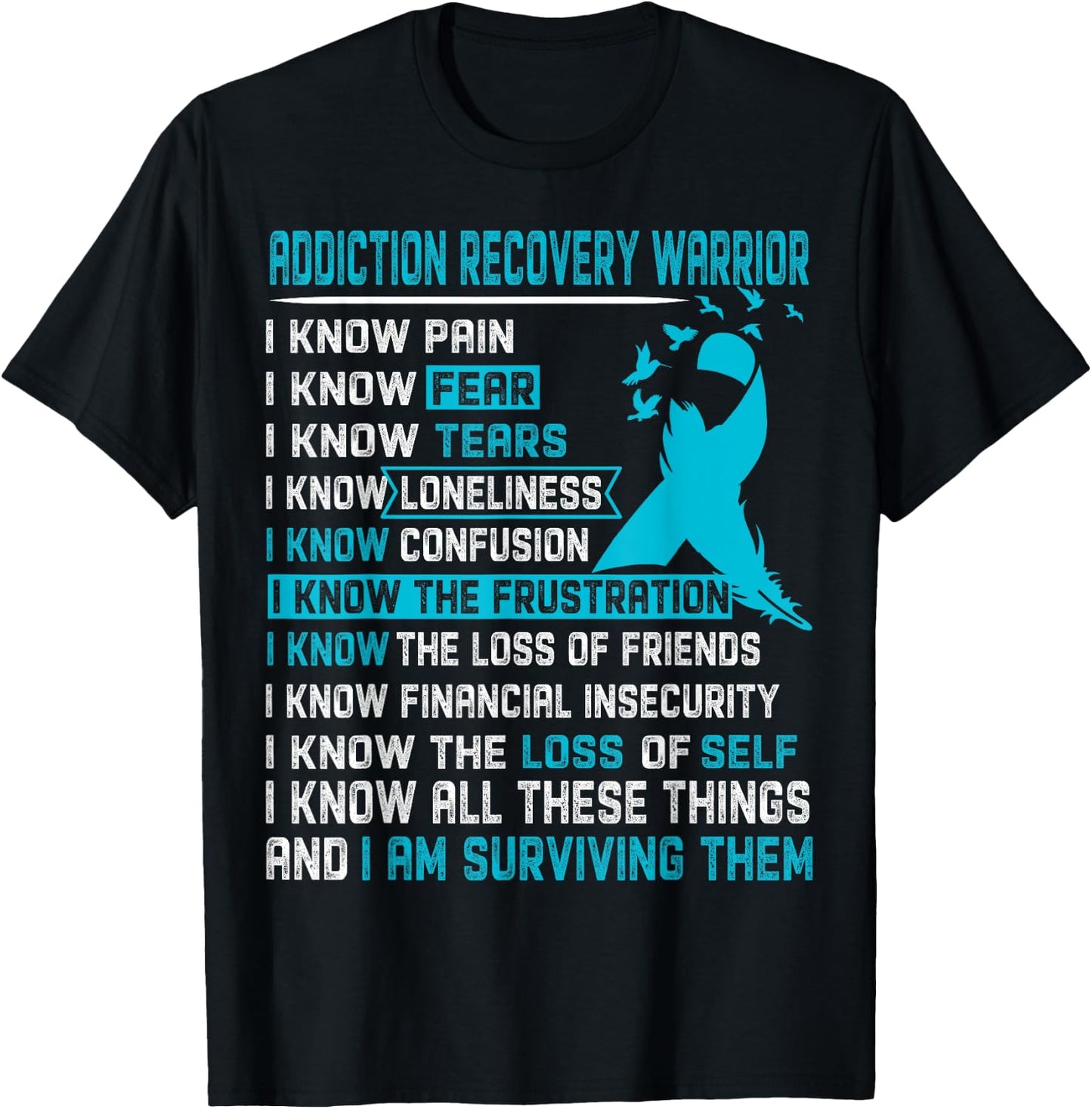 Addiction Recovery Warrior Shirt Men T-Shirt - T-Shirt | Black