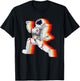 Retro Spaceman And Running Astronaut In Galaxy T-Shirt - T-Shirt | Black