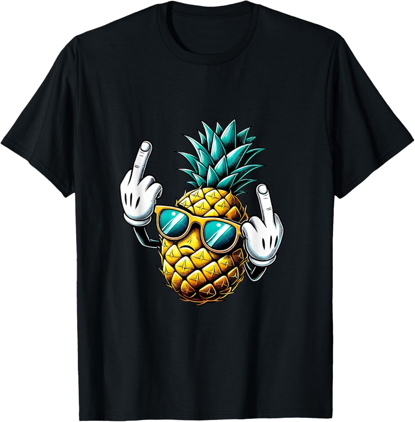 Funny pineapple fruit middle finger meme T-Shirt - T-Shirt | Black