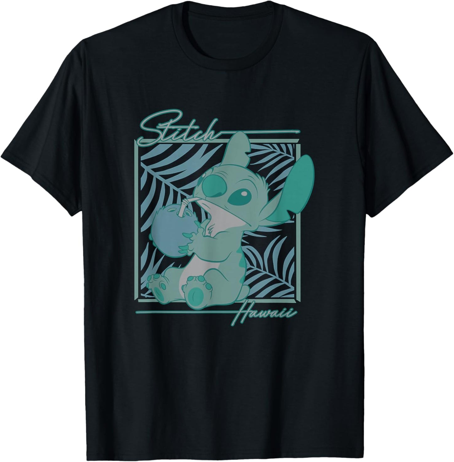 Disney Lilo & Stitch Tropical Hawaii Stitch Gradient Box T-Shirt - T-Shirt | Black