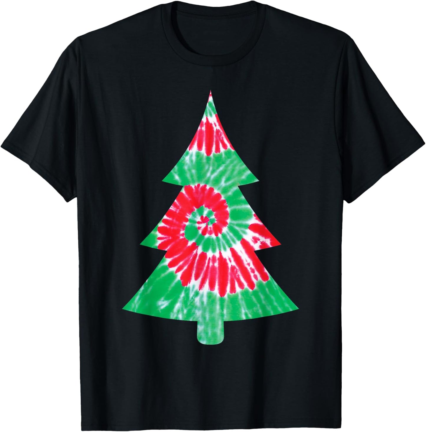 Groovy Christmas Tie Dye Tree T Shirt Tye Die Top T-Shirt - T-Shirt | Black