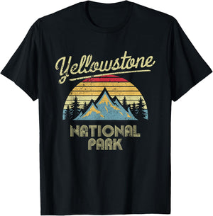Vintage Retro Yellowstone National Park T-Shirt - T-Shirt | Black