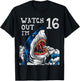 Shark 16th Birthday Boys Gift Pool Party Ocean Fan 16 T-Shirt - T-Shirt | Black