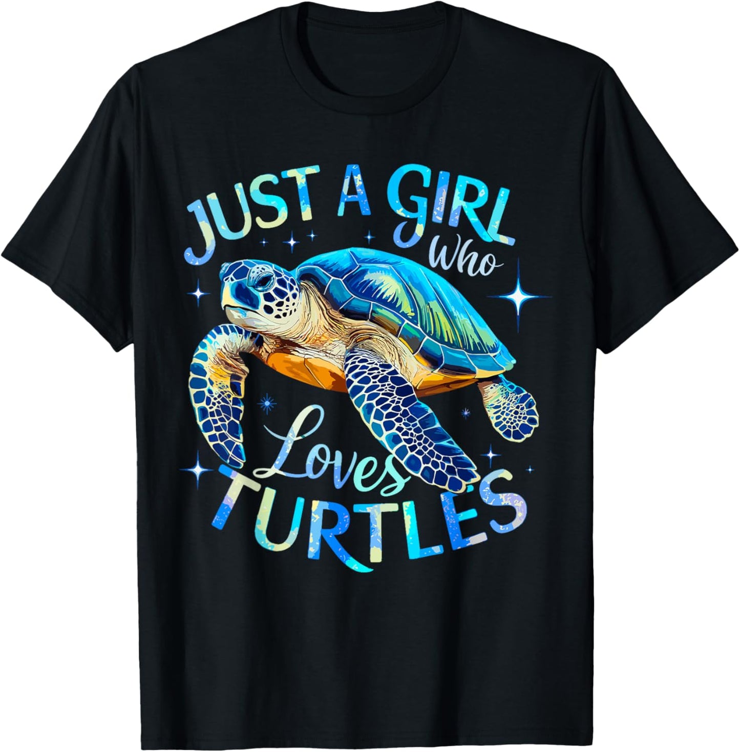 Sea Turtle Just a Girl Who Loves Turtles T-Shirt - T-Shirt | Black