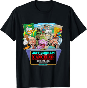 Jeff Dunham 2023 Eugene, OR Black Cotton - Classic Fit, Short Sleeve, Letter Print T-Shirt - T-Shirt | Black