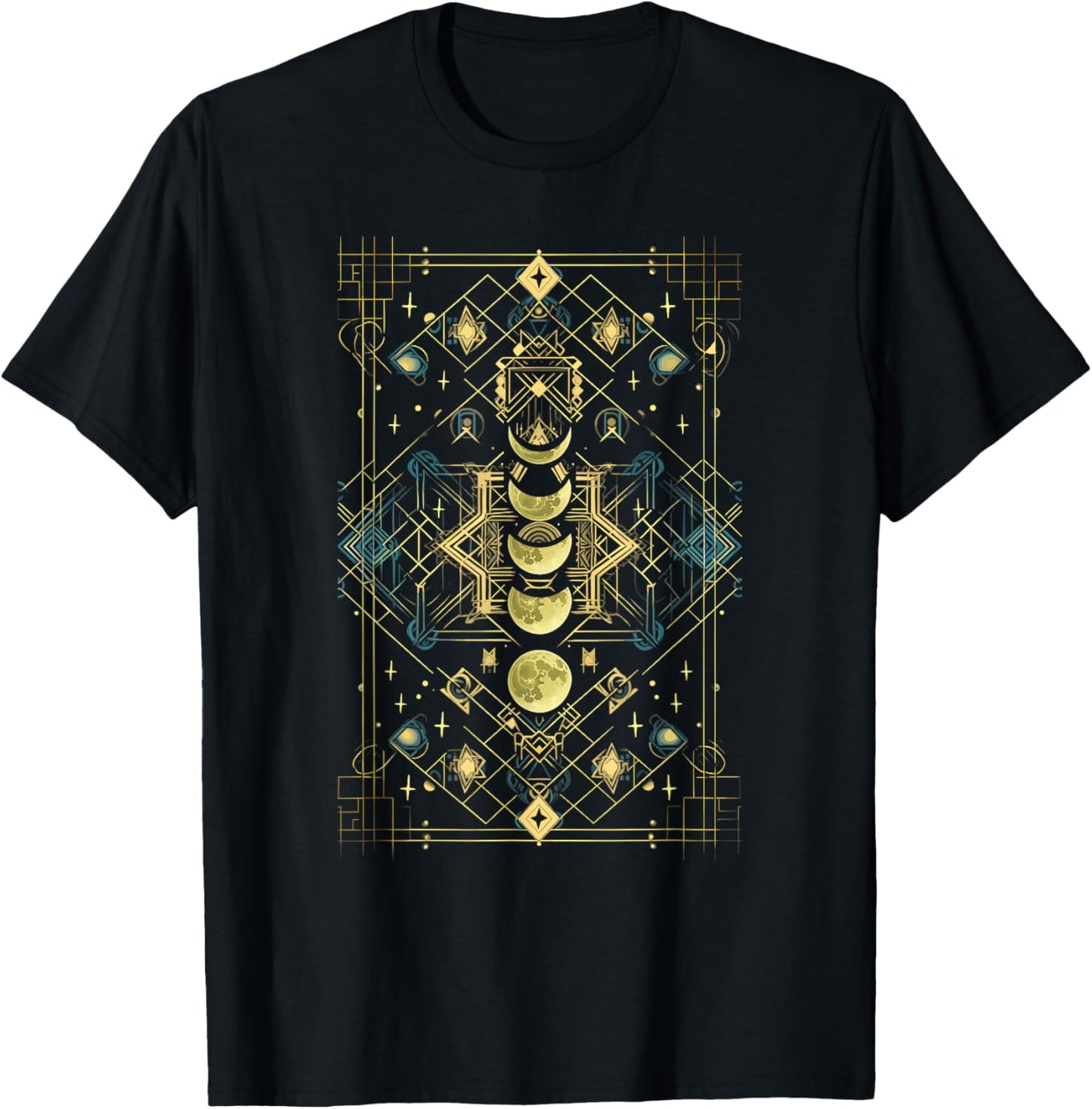 Moon Phases Sacred Geometry Balance Harmony Graphics T-Shirt - T-Shirt | Black