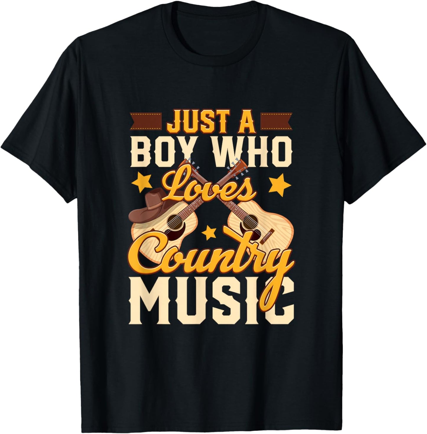 Just A Boy Who Loves Country Music T-Shirt - T-Shirt | Black