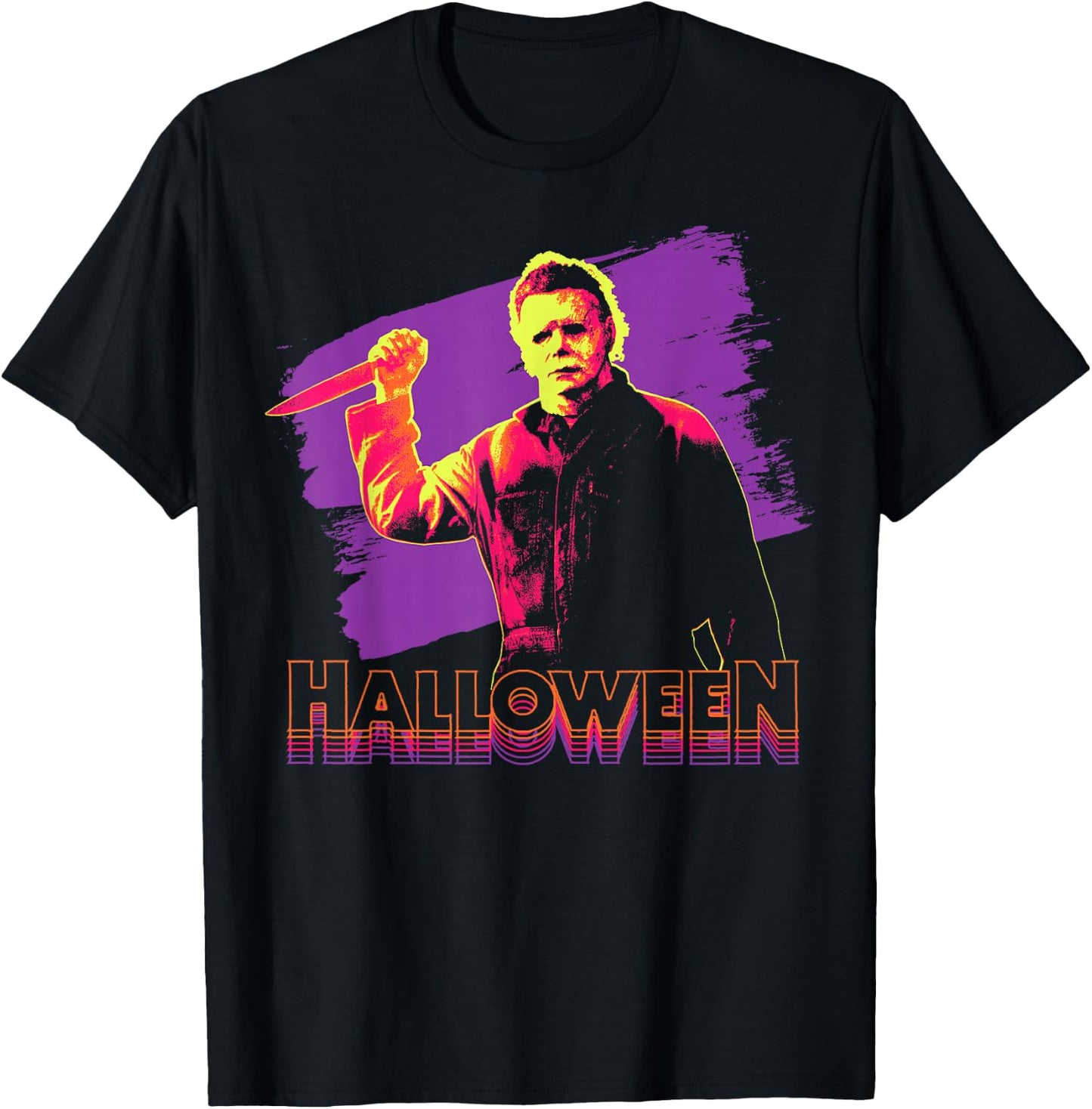 Halloween Michael Myers Neon Portrait Small T-Shirt - T-Shirt | Black