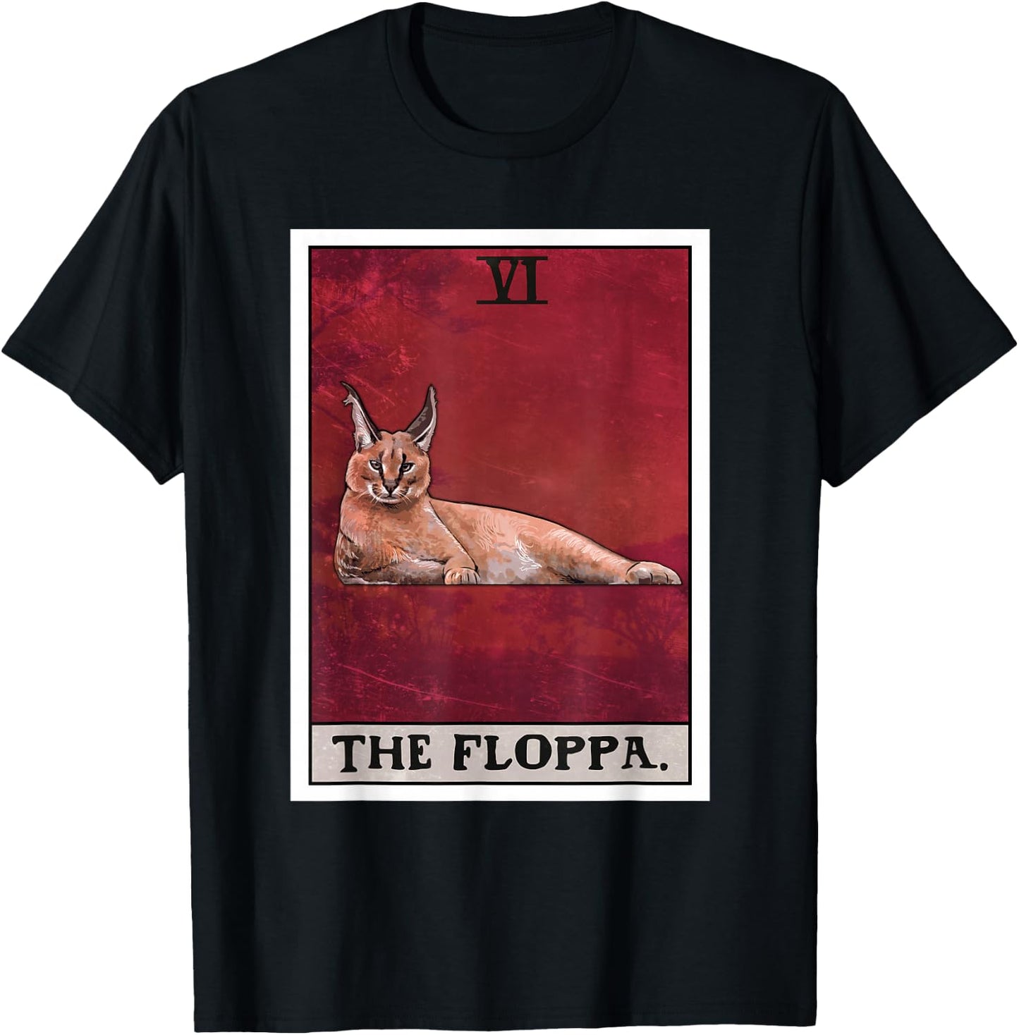 The Floppa Caracal Cat Tarot Card Funny Meme Women Kids T-Shirt - T-Shirt | Black