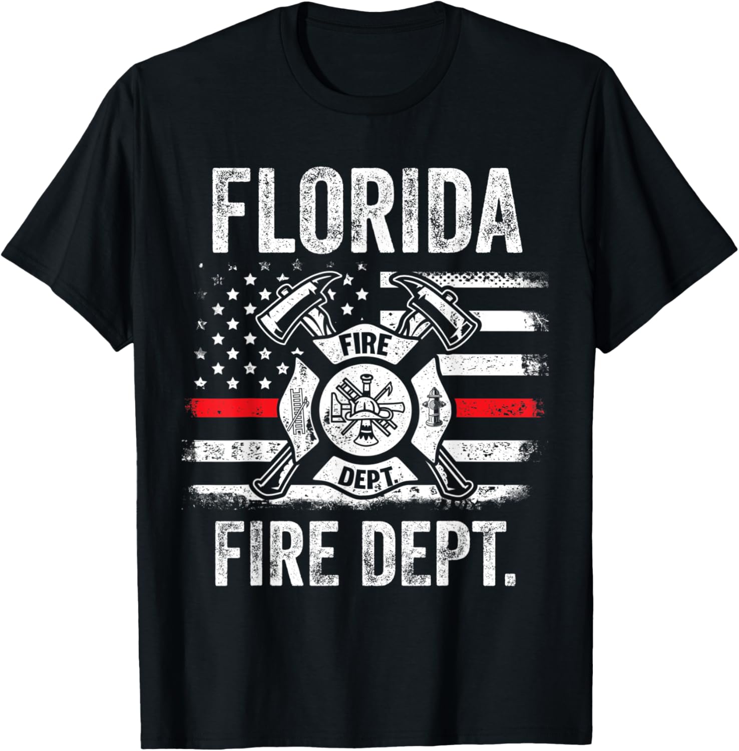 Florida Fire Department Thin Red Line Fireman T-Shirt - T-Shirt | Black
