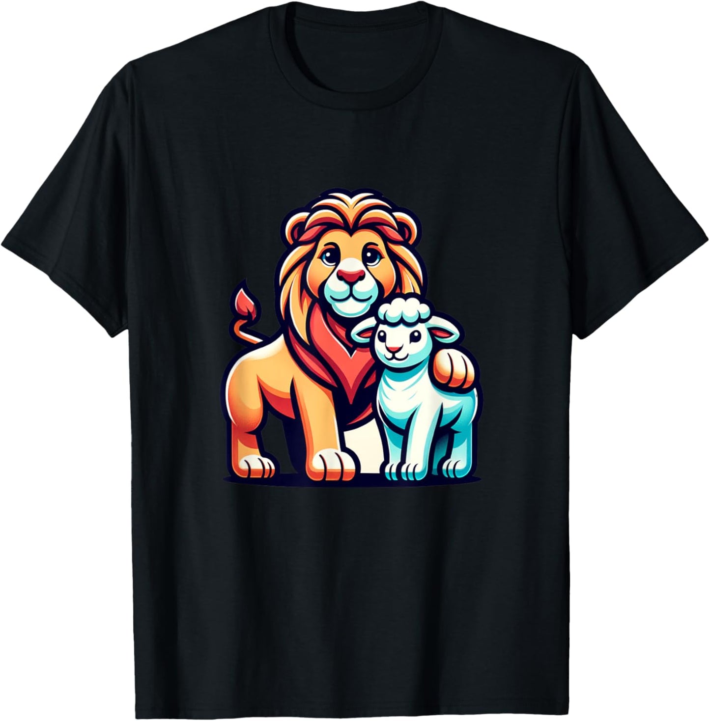 Lion and Lamb Kids Faith Mascot Christian Design T-Shirt - T-Shirt | Black