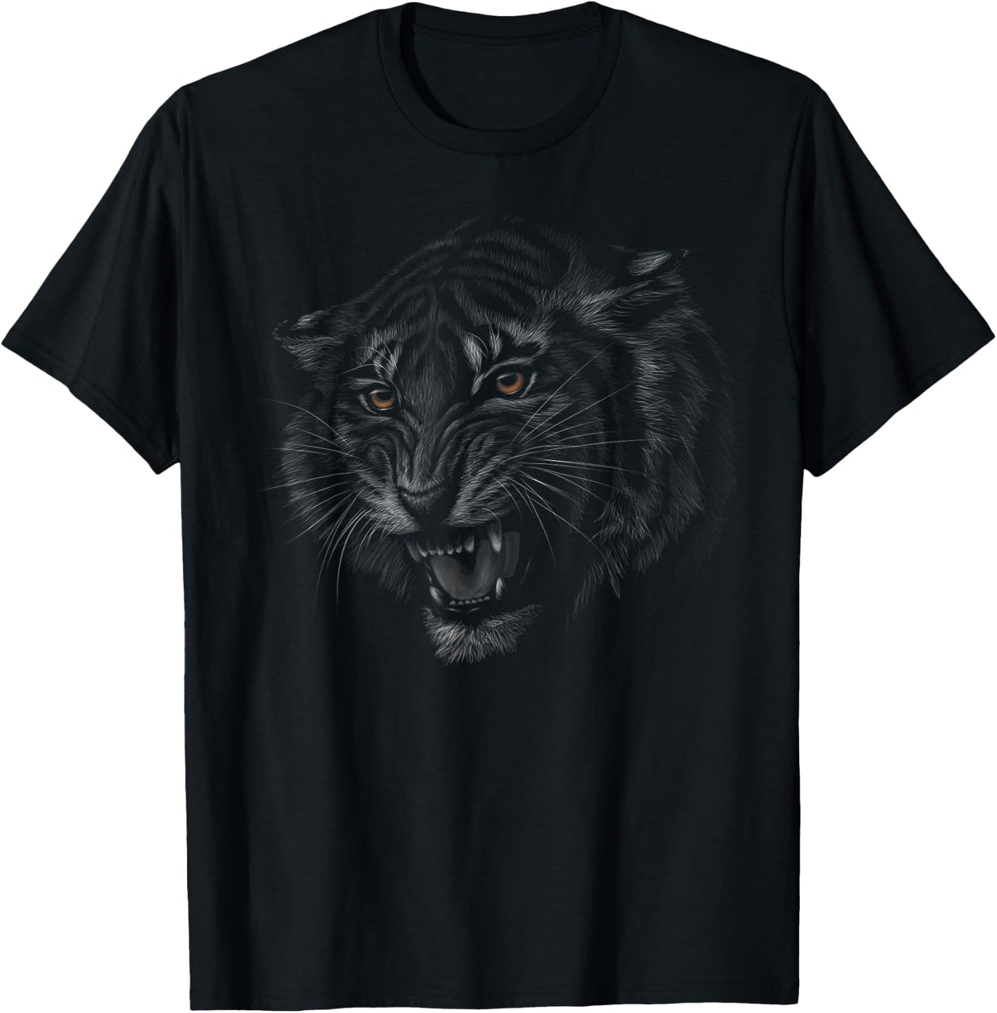 Tiger Head Black Art for Lovers of Tigers and Big Cats T-Shirt - T-Shirt | Black
