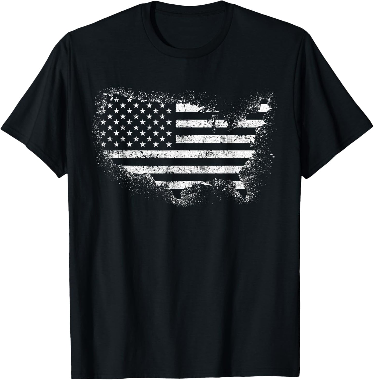 USA Shirt American Flag Map Vintage 4th of July Patriotic T-Shirt - T-Shirt | Black
