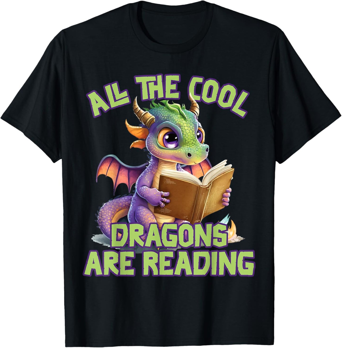 All The Cool Dragons Are Reading Dragon Teacher T-Shirt - T-Shirt | Black