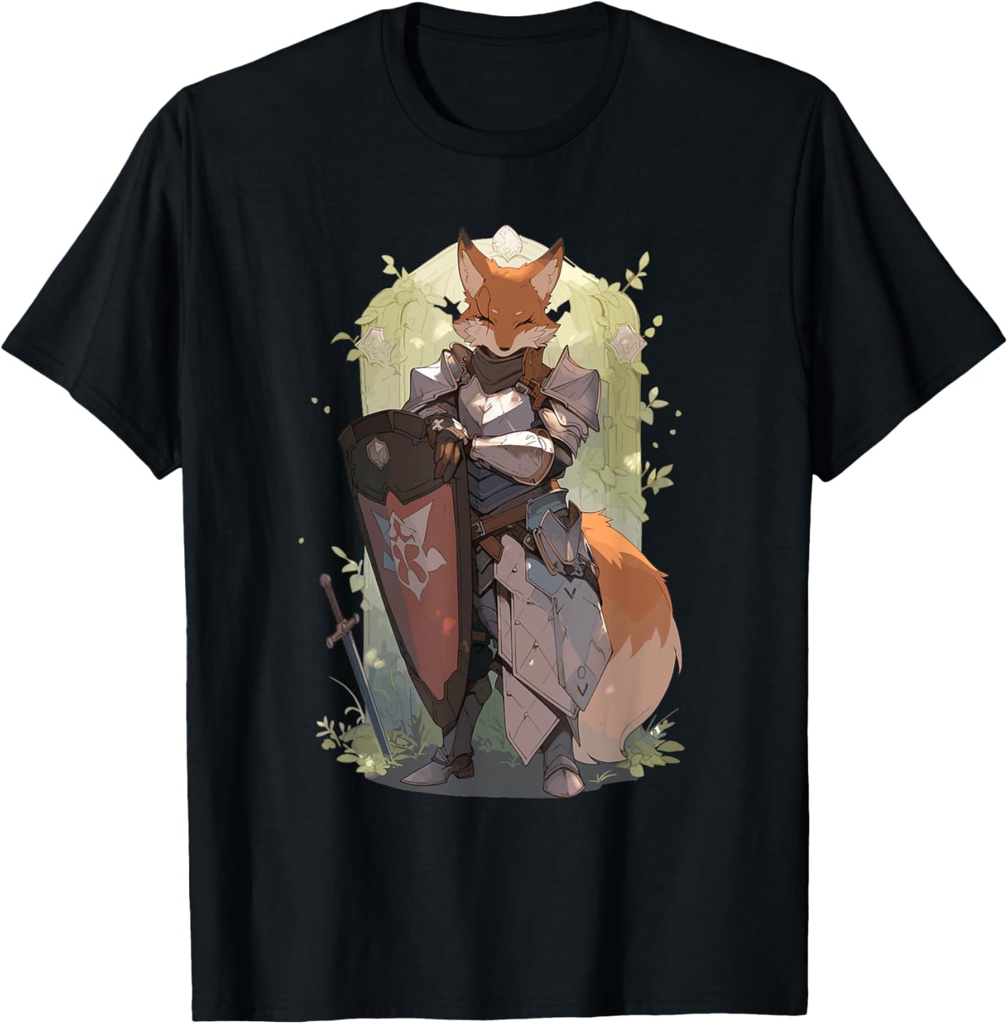 Fantasy Fox Paladin T-Shirt - T-Shirt | Black