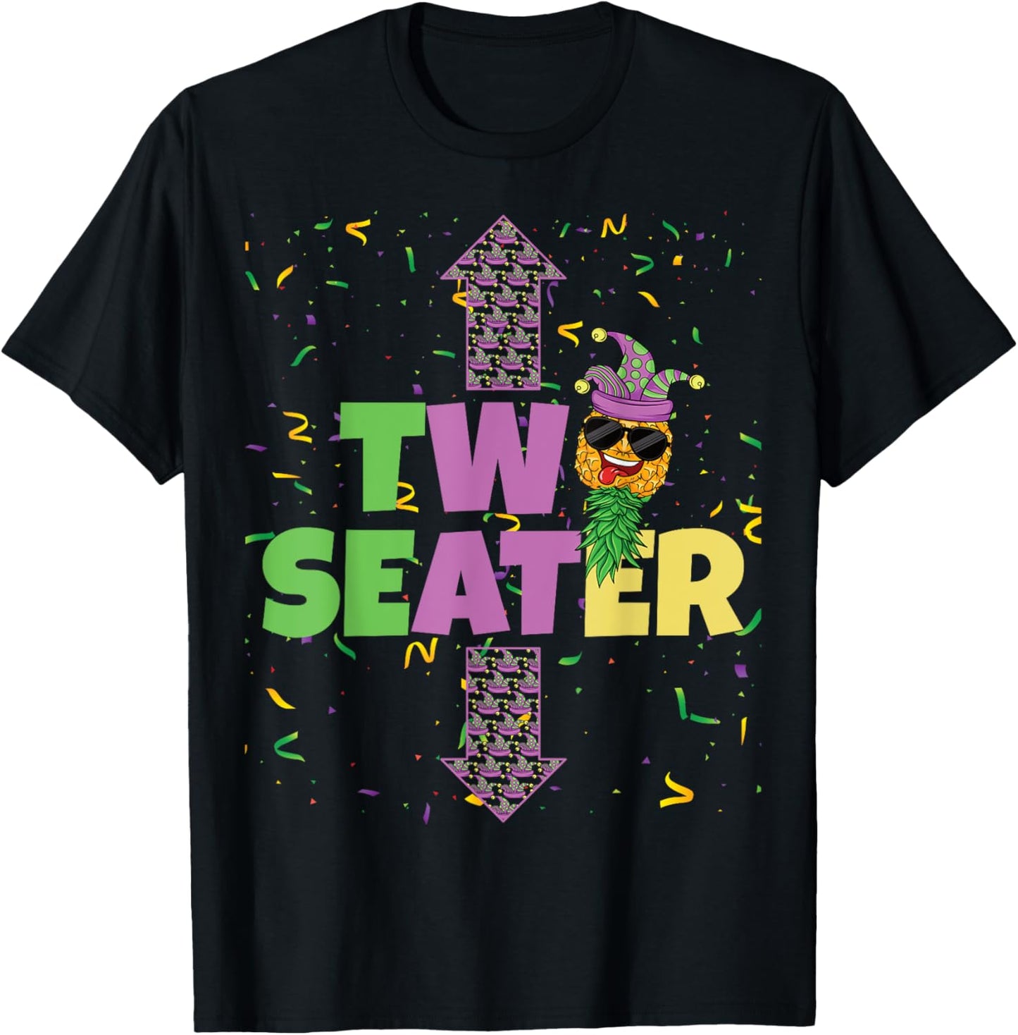 Two Seater Mardi Gras Upside Down Pineapple Swinger Men T-Shirt - T-Shirt | Black