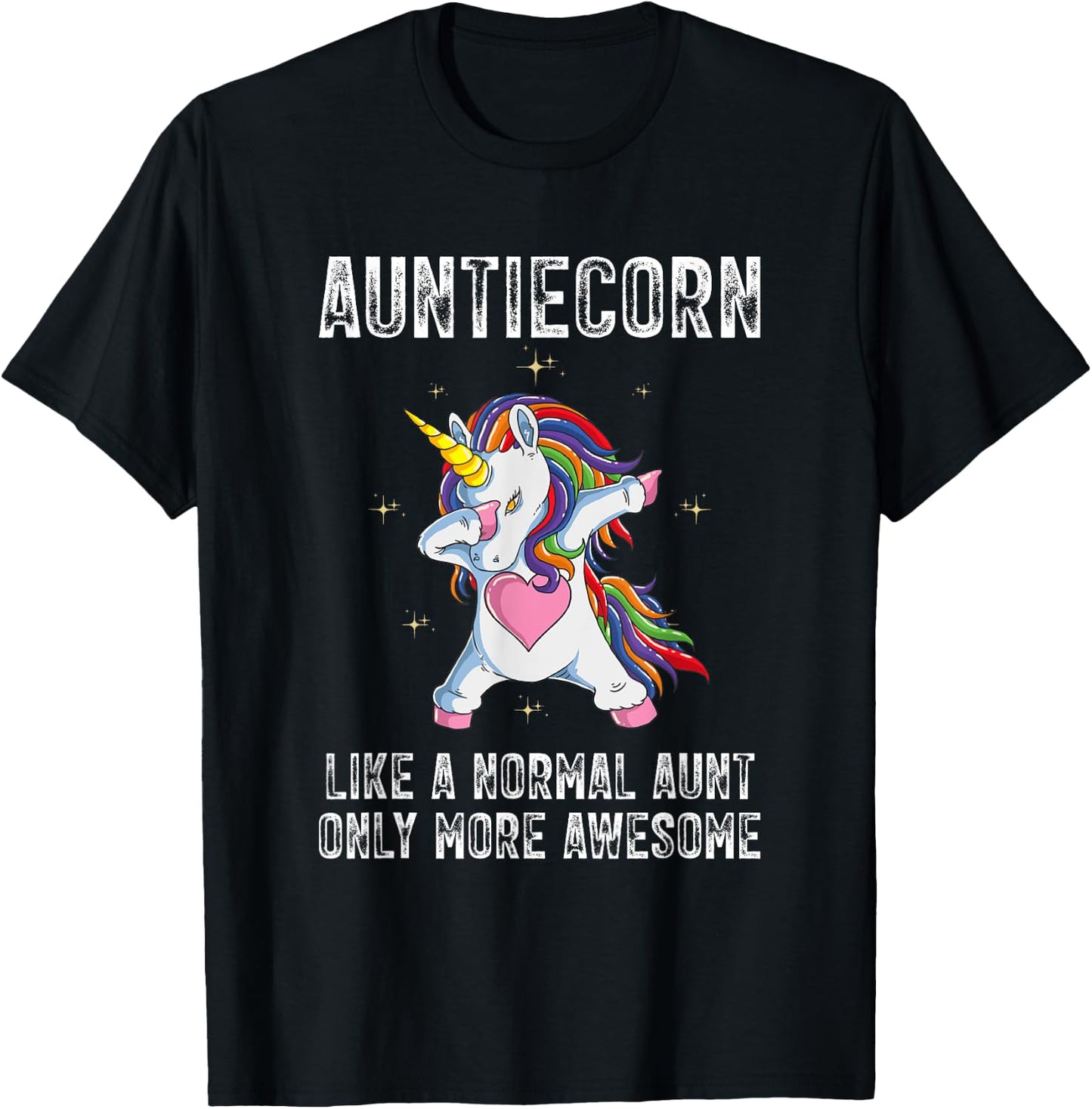 Auntiecorn Dabbing Unicorn Mother's Day 2023 Auntie Awesome T-Shirt - T-Shirt | Black