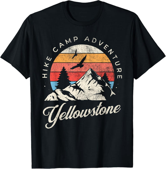 Yellowstone National Park Nature Mountains Hiking Outdoors T-Shirt - T-Shirt | Black