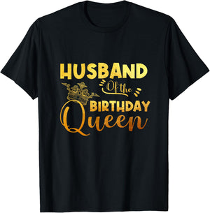 Husband Of The Birthday Queen Bday Party T-Shirt - T-Shirt | Black