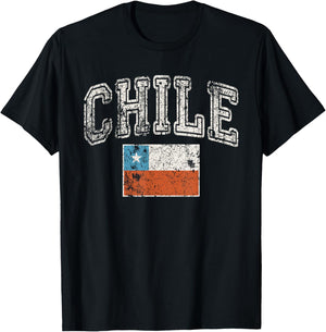 Vintage Retro Faded Chile Flag Chilean Pride T-Shirt - T-Shirt | Black