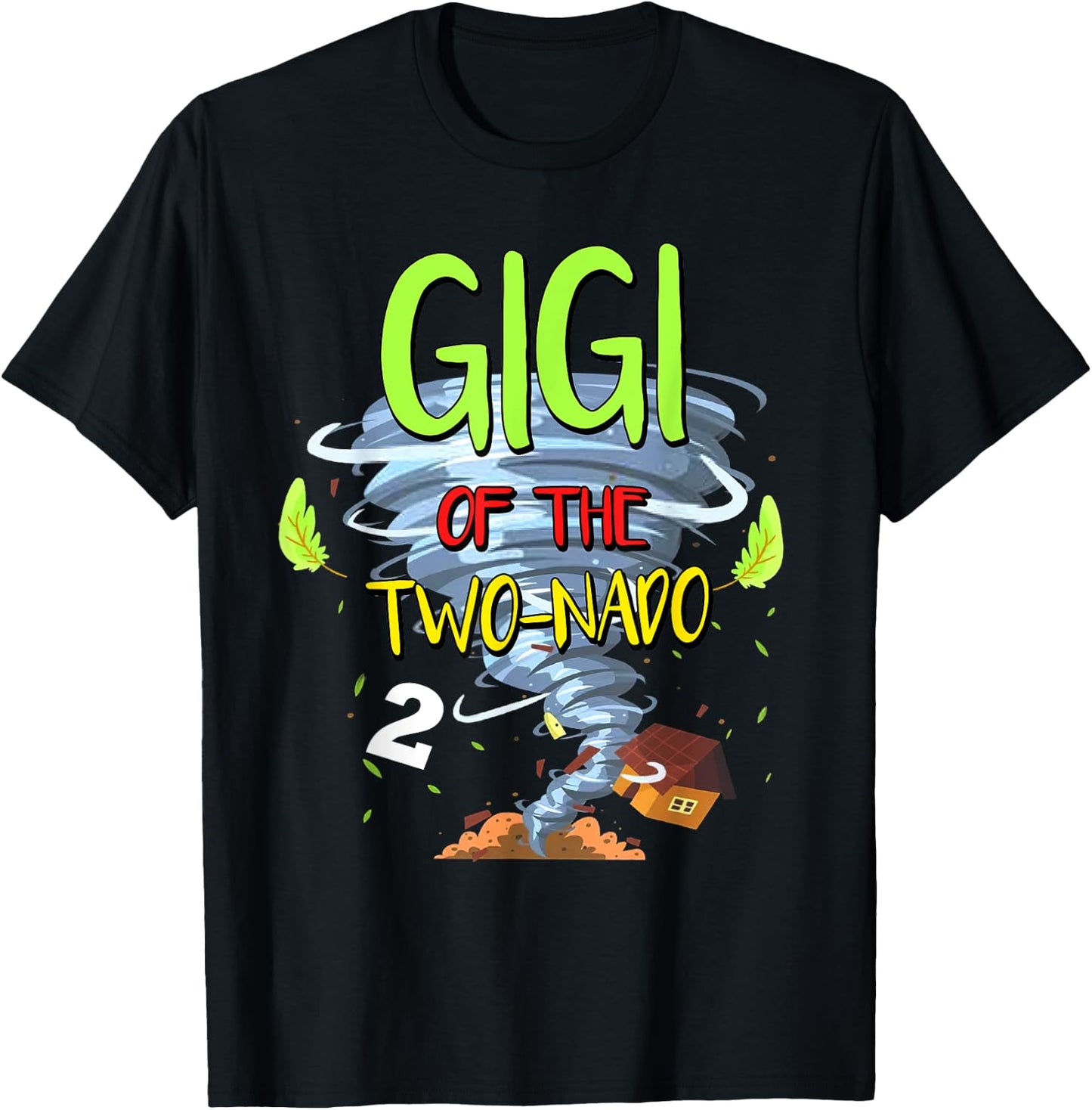 Gigi of the Two-nado Tornado Theme 2nd Birthday Party T-Shirt - T-Shirt | Black
