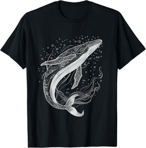 Blue Whale Humpback Whale Lover T-Shirt - T-Shirt | Black