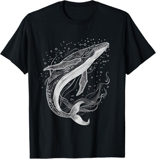 Blue Whale Humpback Whale Lover T-Shirt - T-Shirt | Black