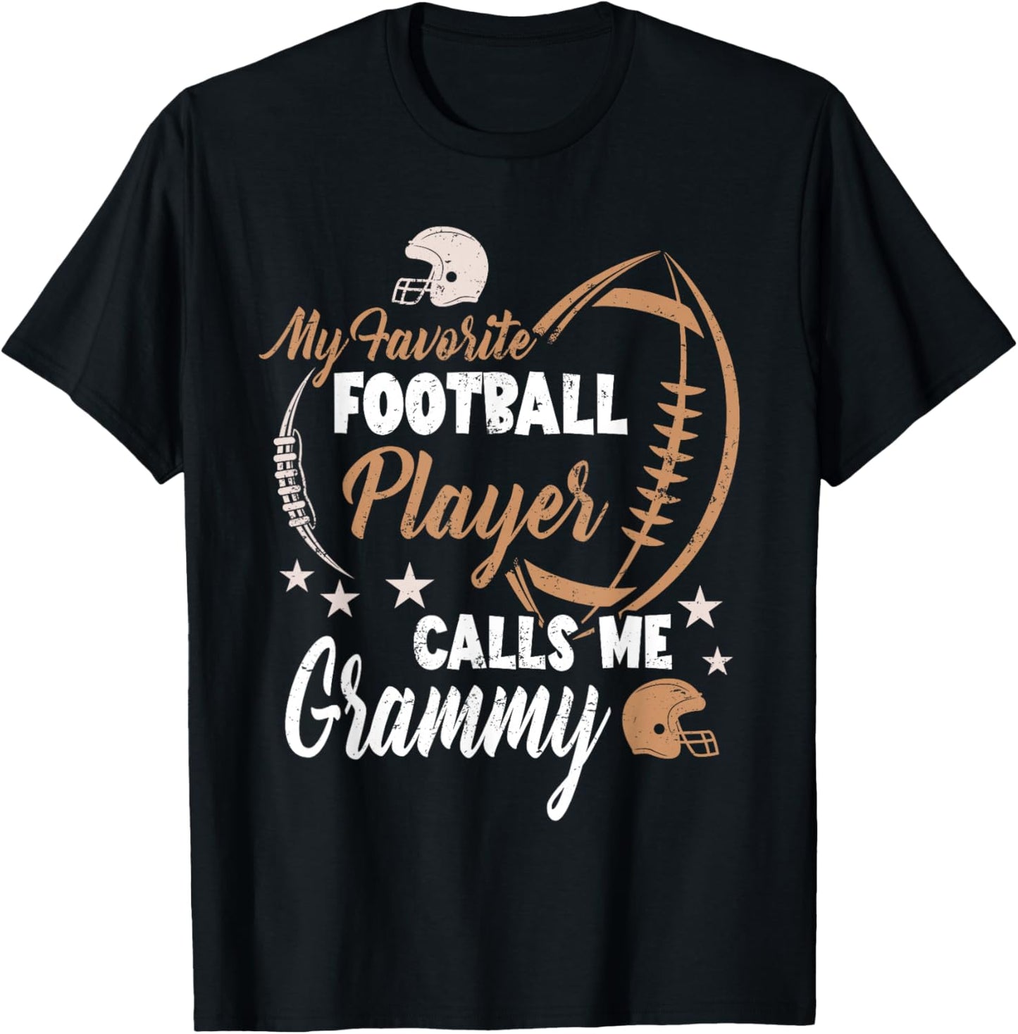 My Favorite Football Player Calls Me Grammy Family Matching T-Shirt - T-Shirt | Black