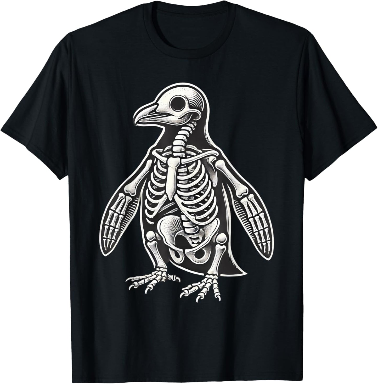 Penguin Skeleton Halloween T-Shirt - T-Shirt | Black