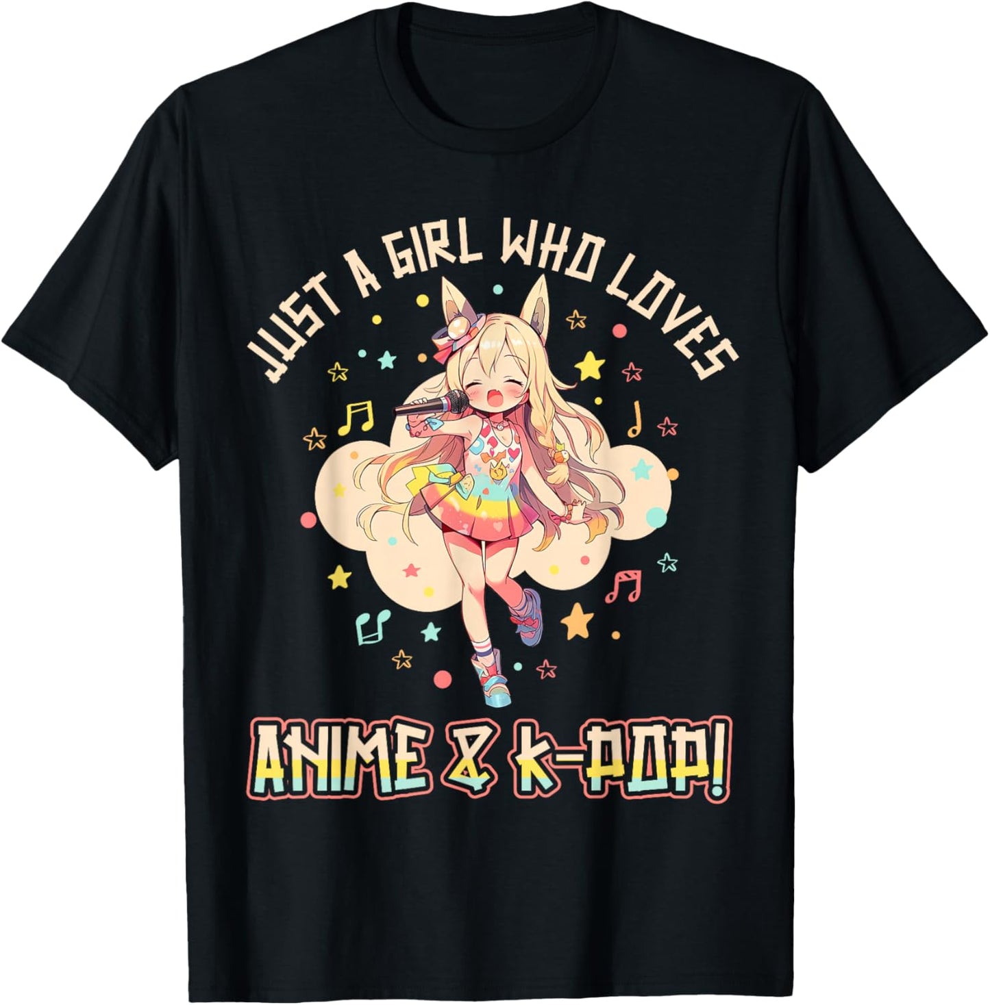 KPop Korean PopMusic Just a Girl who loves Anime and K-Pop T-Shirt - T-Shirt | Black
