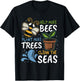 Help More Bees Plant More Trees Clean Seas Earth Day T-Shirt - T-Shirt | Black