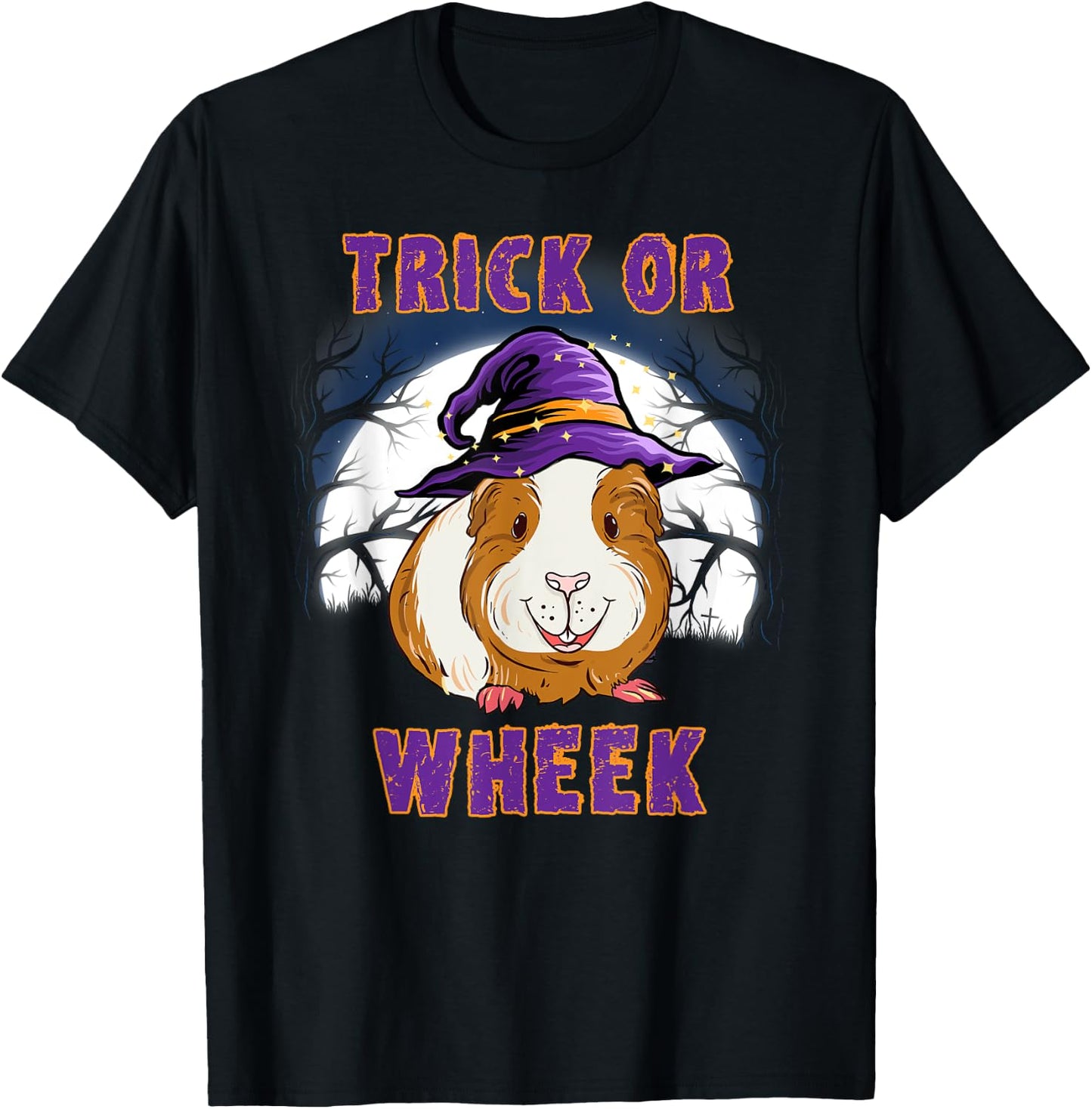 Trick Or Wheek Guinea Pig Halloween T-Shirt - T-Shirt | Black