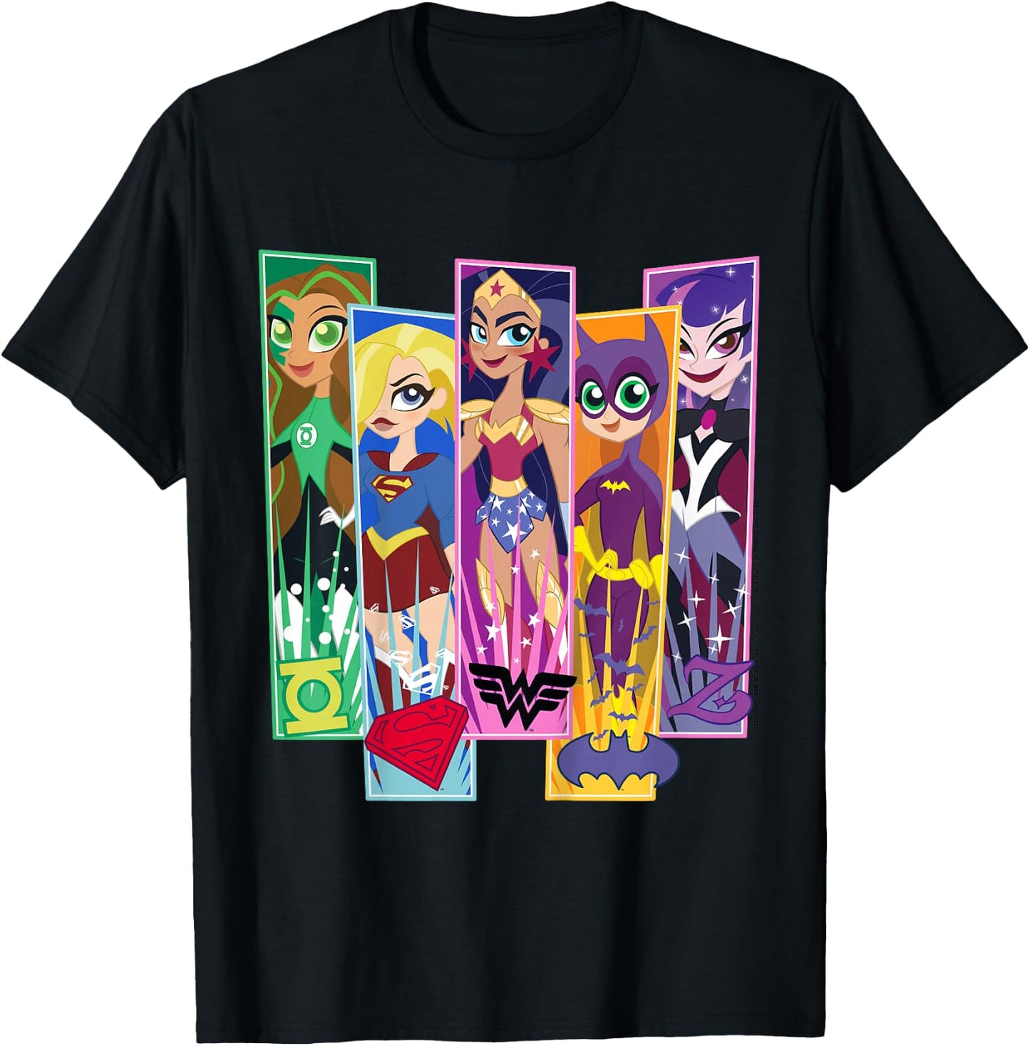Kids DC Comics Super Hero Girls Character Panels T-Shirt - T-Shirt | Black