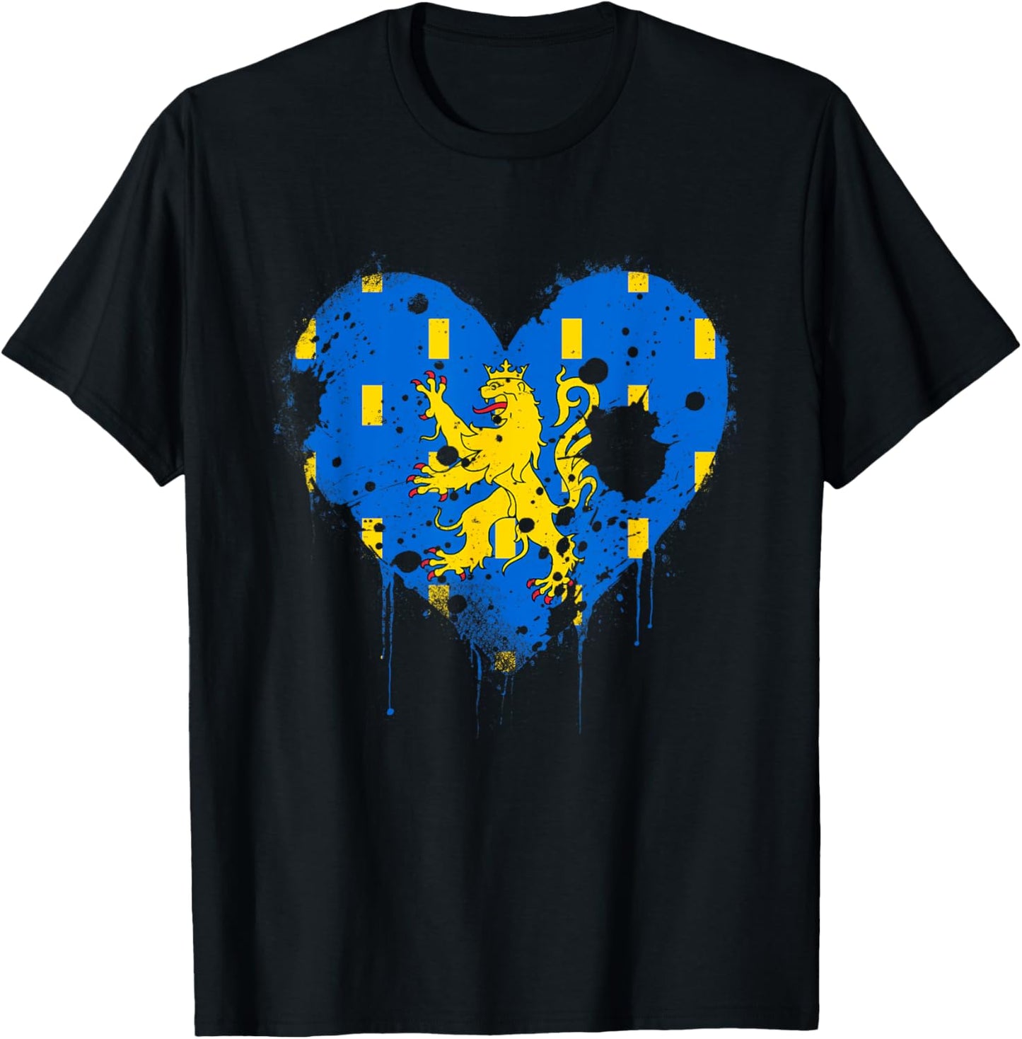 Vintage Franche-Comté Flag Gift Franc-Comtois T-Shirt - T-Shirt | Black