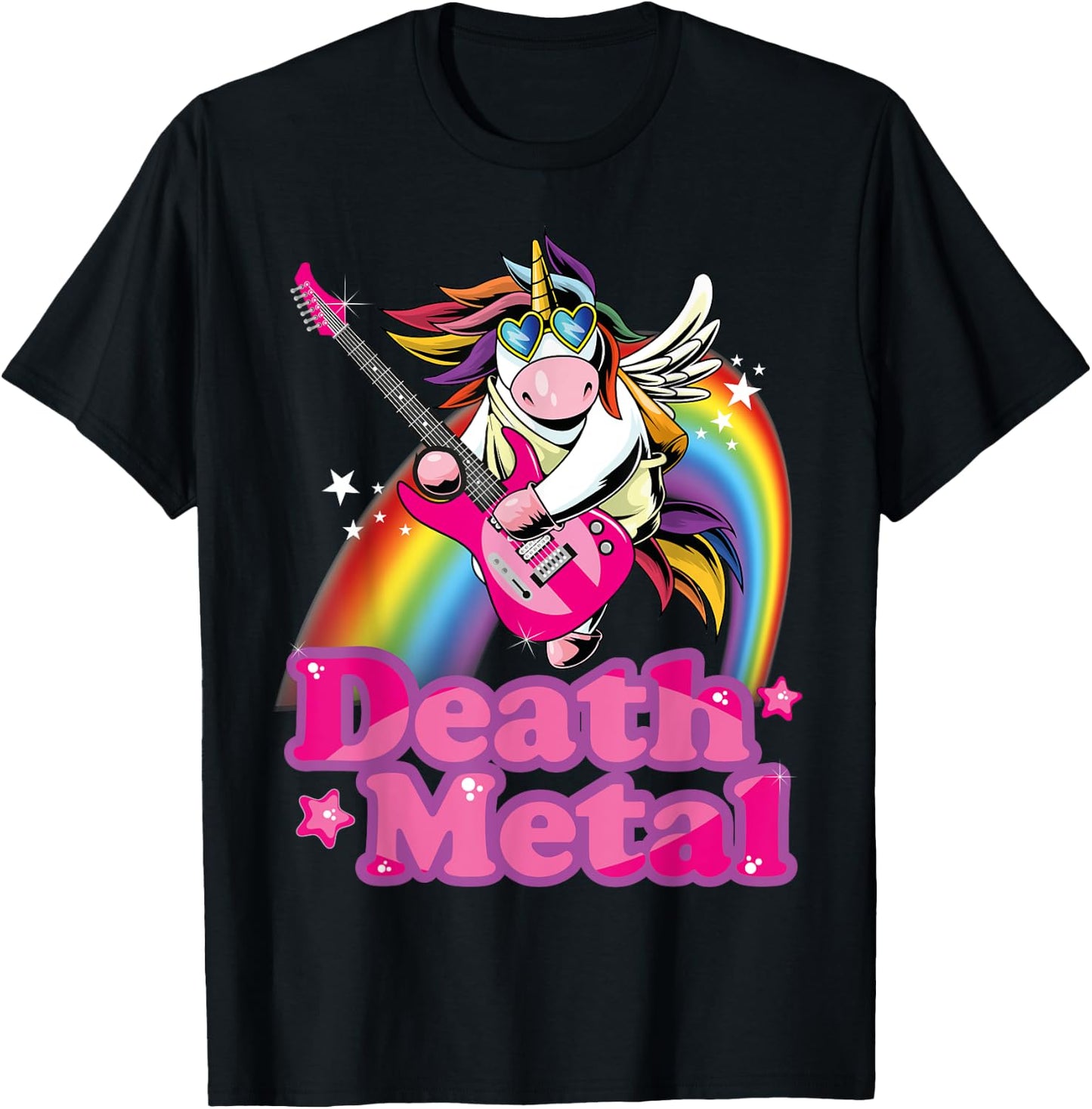 Cute Death Metal Heavy Metal Unicorn T-Shirt - T-Shirt | Black
