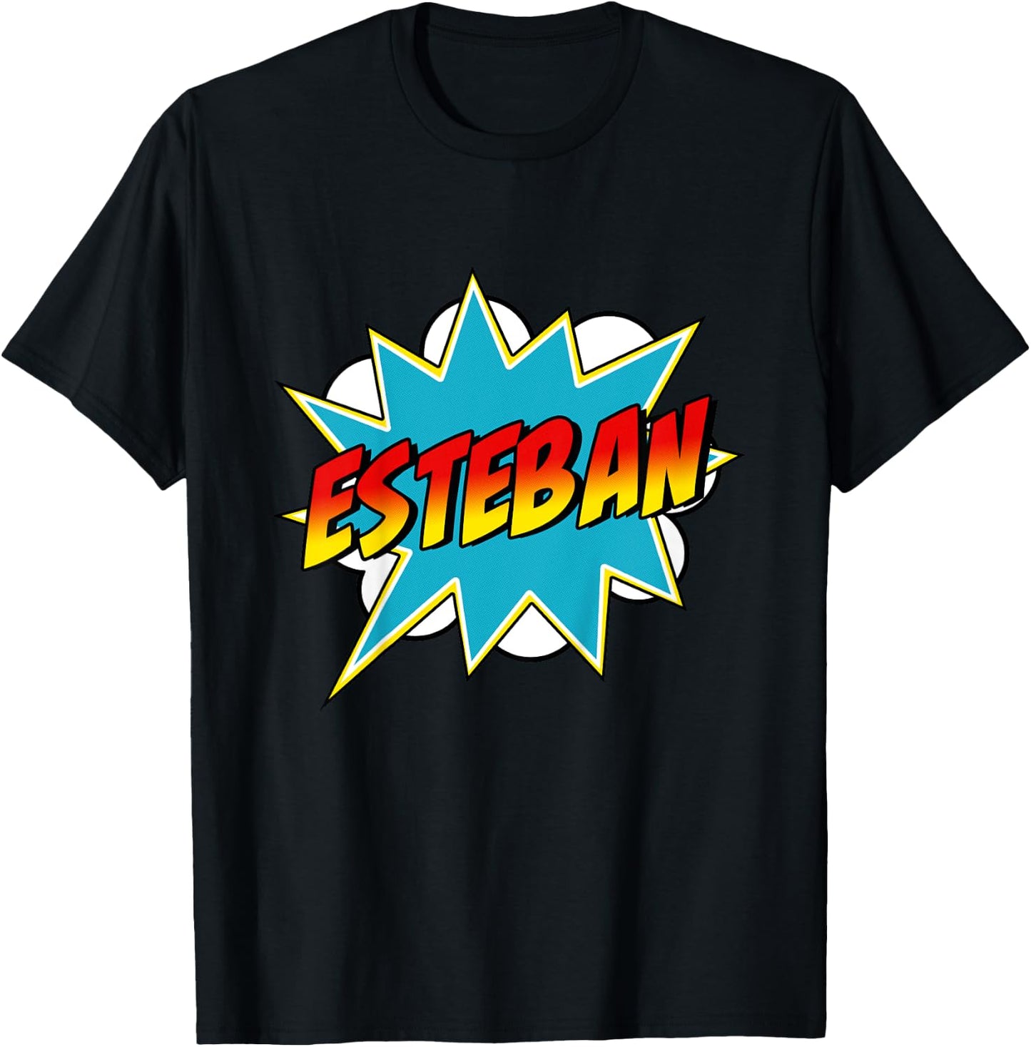 Kids Boys Esteban Name Superhero Comic Book T-Shirt - T-Shirt | Black
