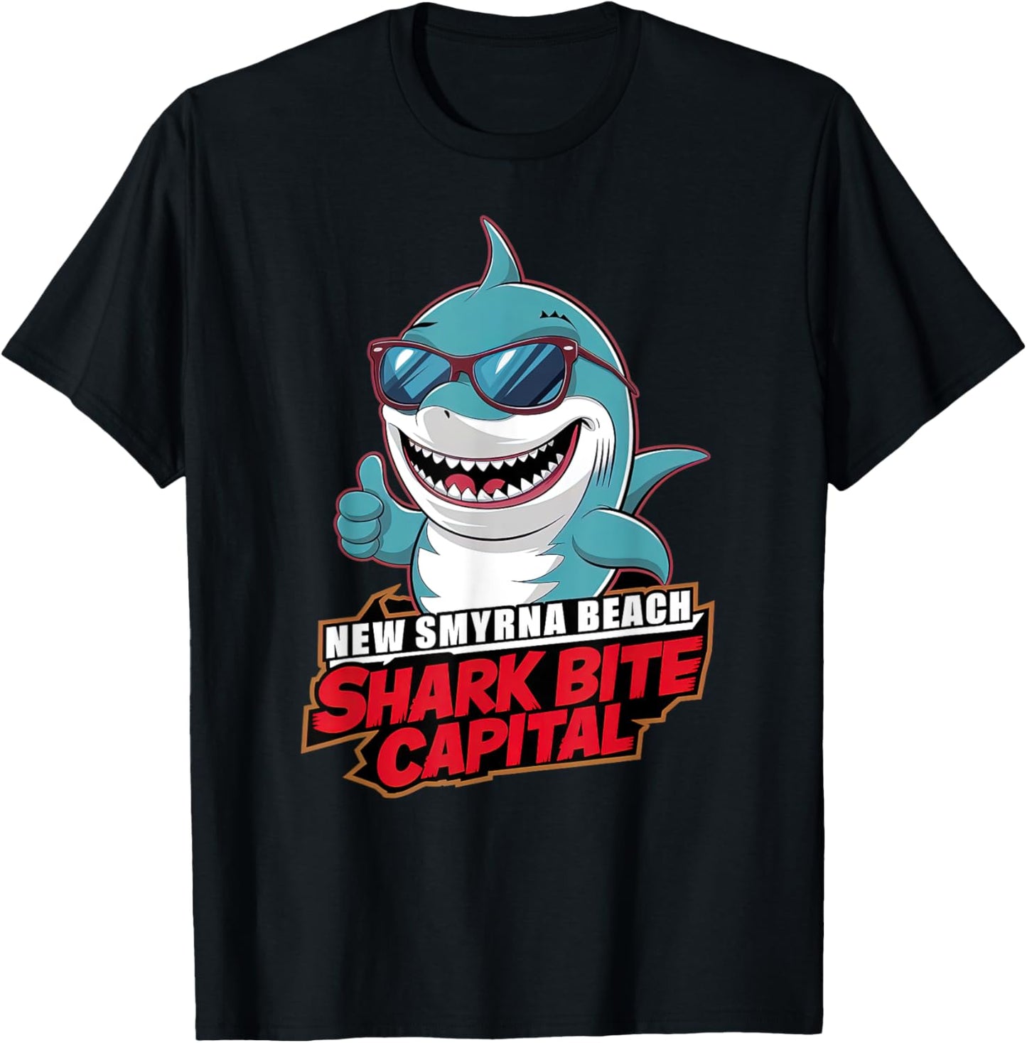 New Smyrna Beach: Shark Bite Capital Of The World Graphic Women Girls Kids T-Shirt - T-Shirt | Black