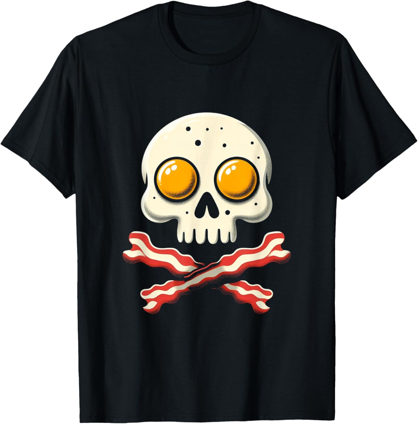 Breakfast Eggs Skull - Bacon & Egg Crossbones T-Shirt - T-Shirt | Black