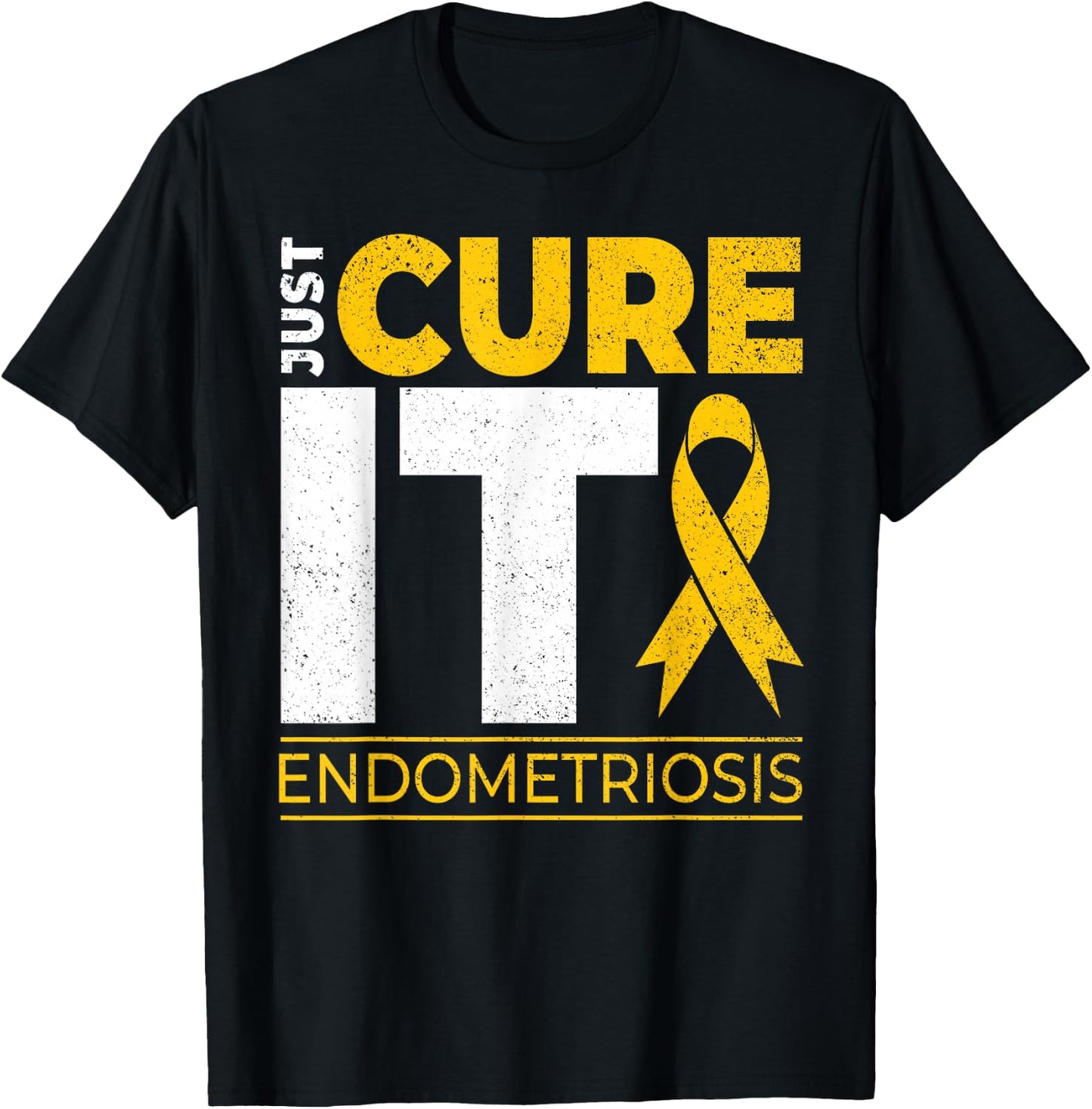 Just Cure It Endometriosis Awareness Month Support Ribbon T-Shirt - T-Shirt | Black