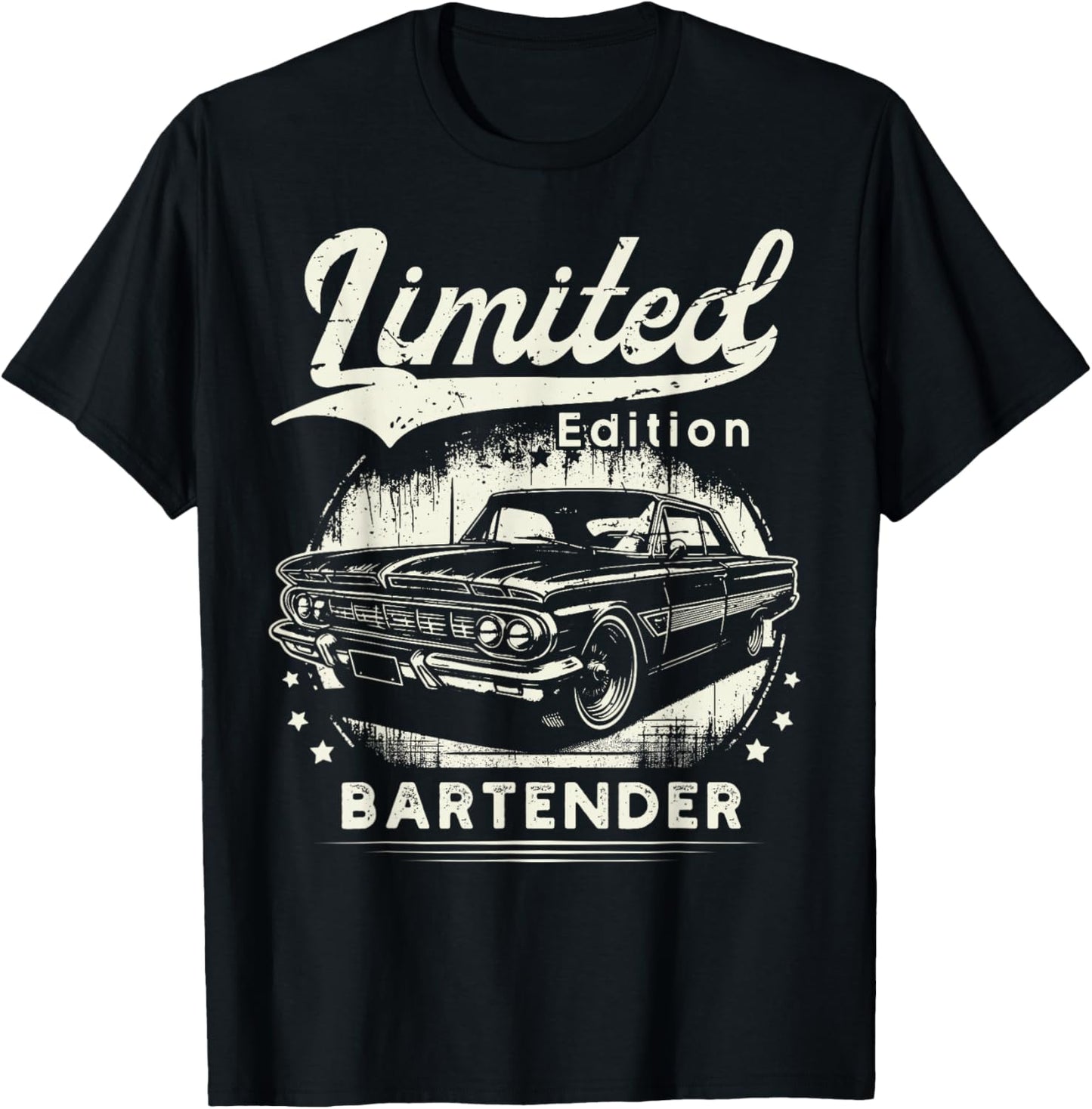 Bartender Job classic car Birthday Worker Professional T-Shirt - T-Shirt | Black