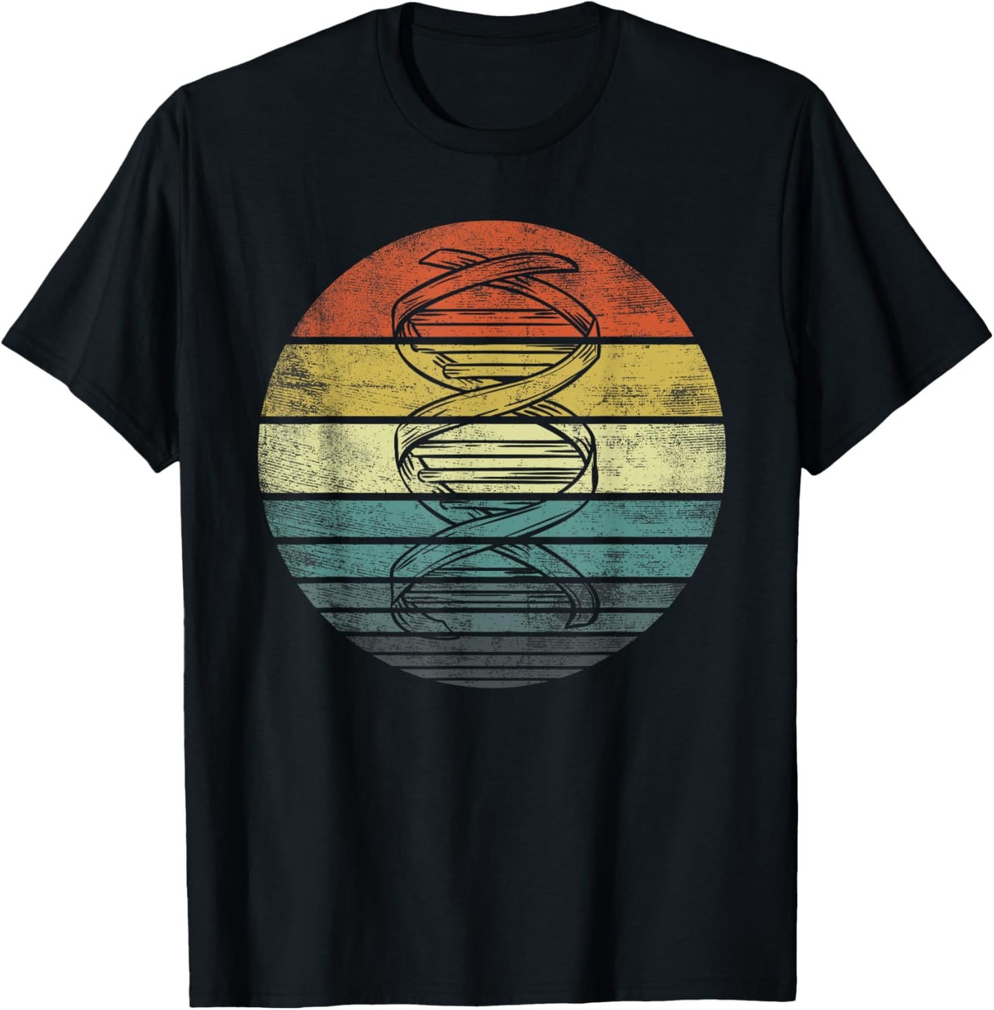 DNA Genetics Gifts Retro Sunset Science Biology Genealogy T-Shirt - T-Shirt | Black