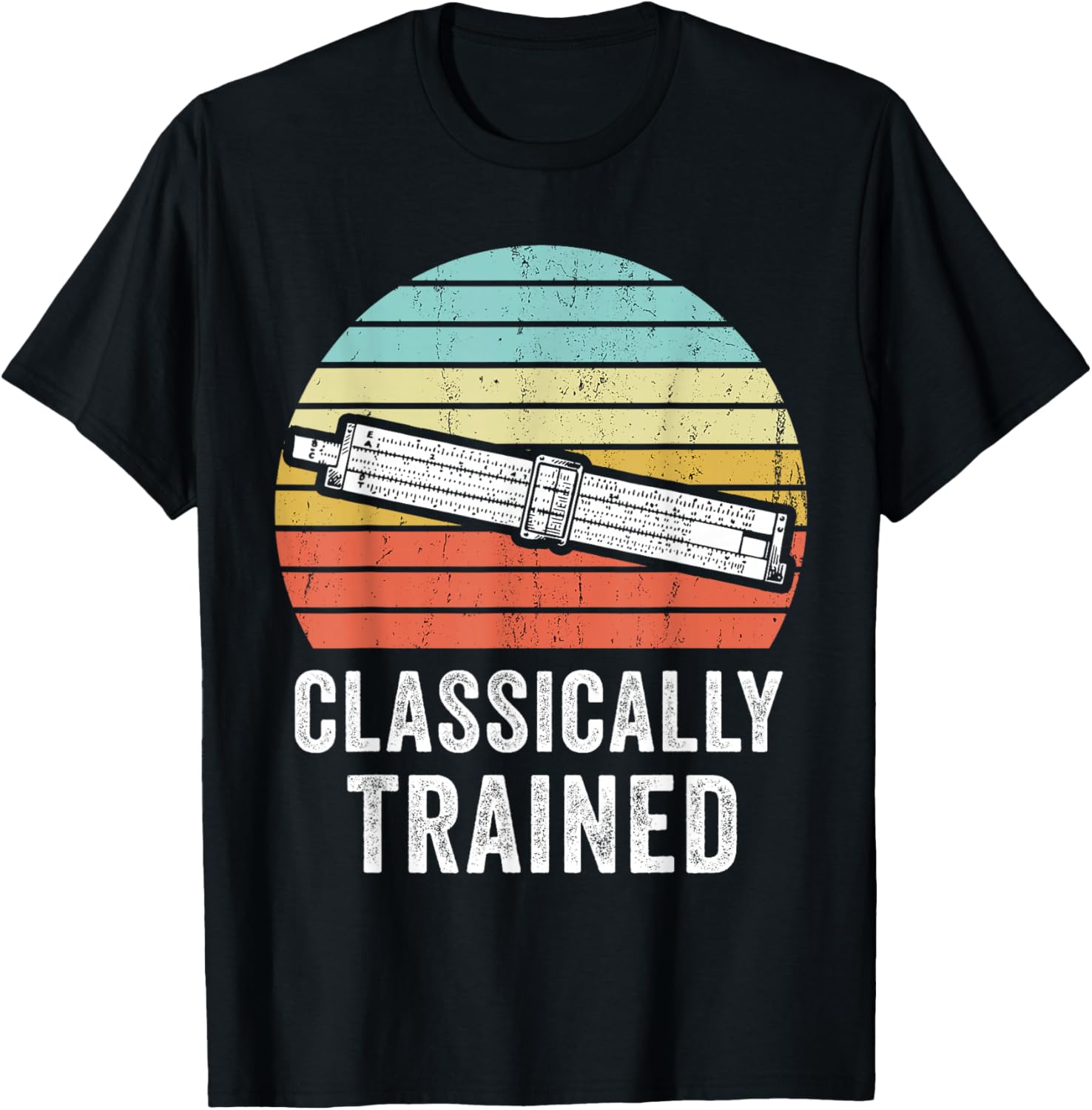 Classically Trained Slide Rule Mechanical Analog Calculator T-Shirt - T-Shirt | Black