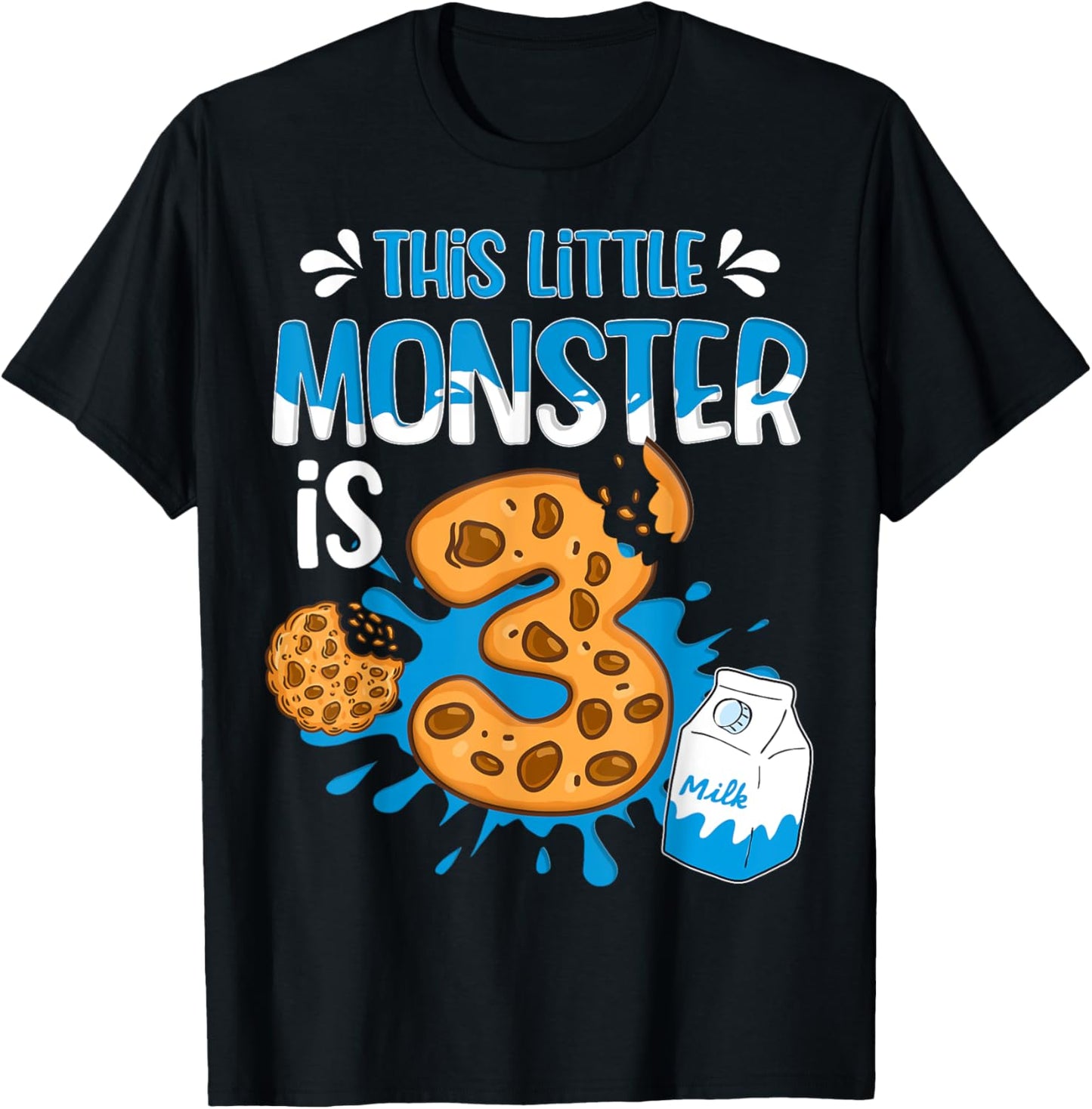 Milk and Cookies 3rd Birthday Boy Girl Third Birthday Family T-Shirt - T-Shirt | Black