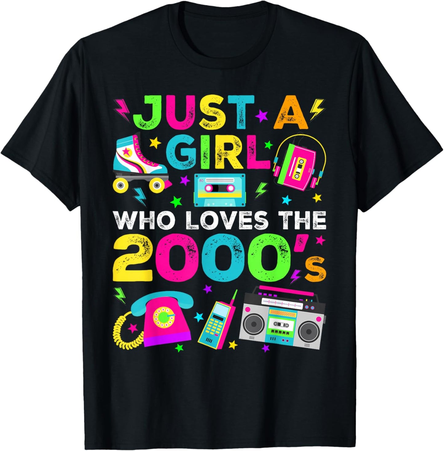 Just A Girl Who Loves The 2000s, 2000's Retro Costume T-Shirt - T-Shirt | Black