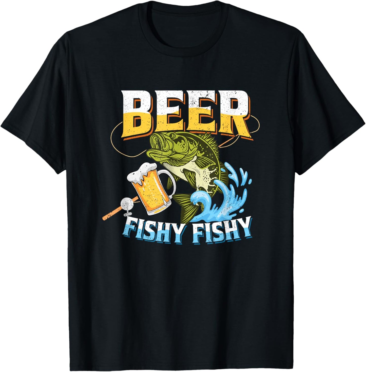 Beer Fishy Fishy Funny Bass Fishing Beer Lover Men Dad Jokes T-Shirt - T-Shirt | Black