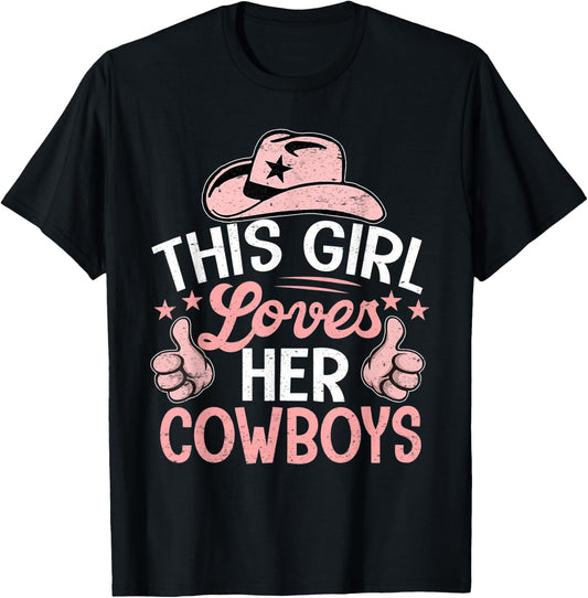 This Girl Loves Her Cowboys Cute Football Cowgirl T-Shirt - T-Shirt | Black