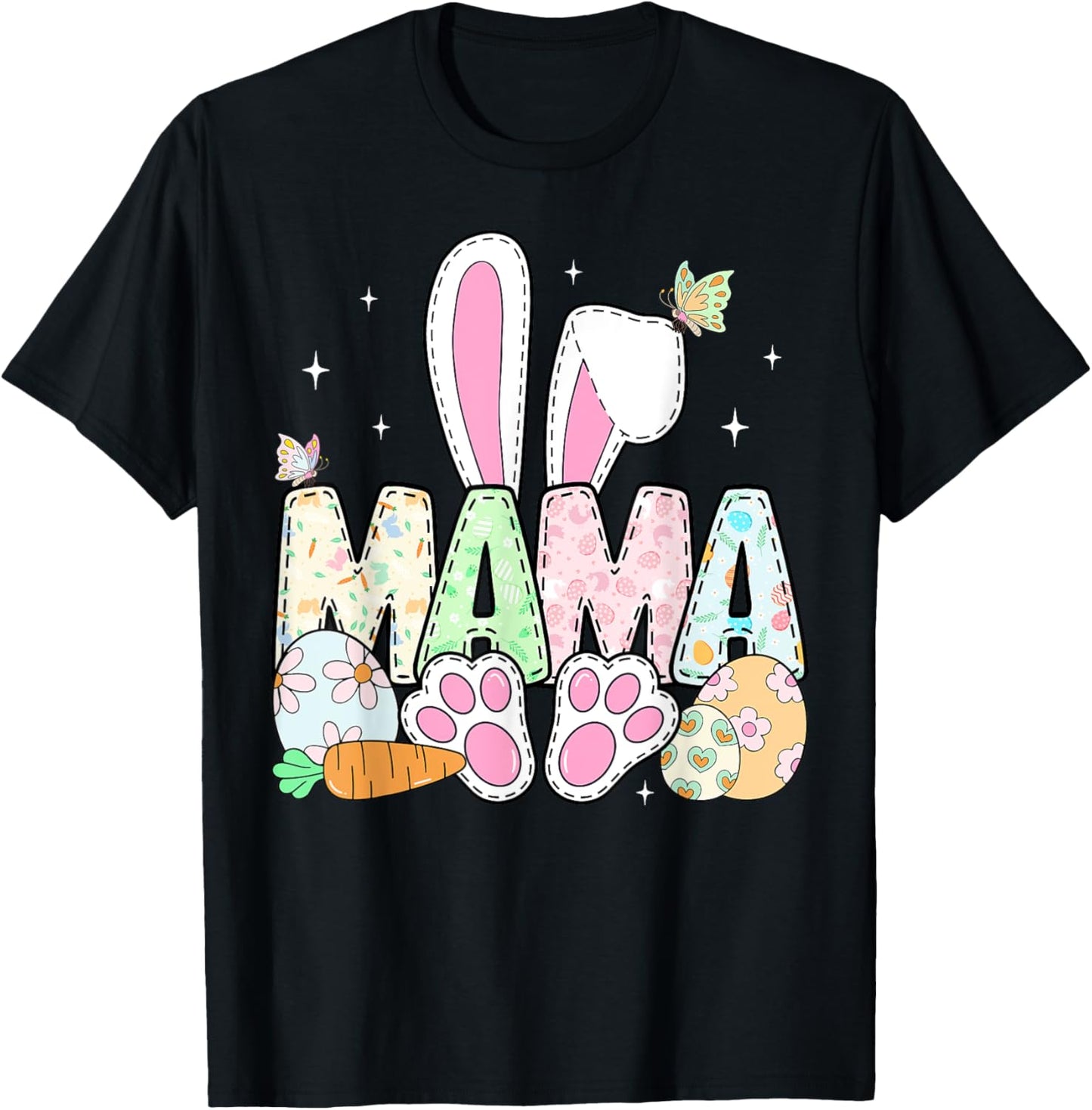 Easter Bunny Mama Spring Eggs Hunting Family Matching Easter T-Shirt - T-Shirt | Black