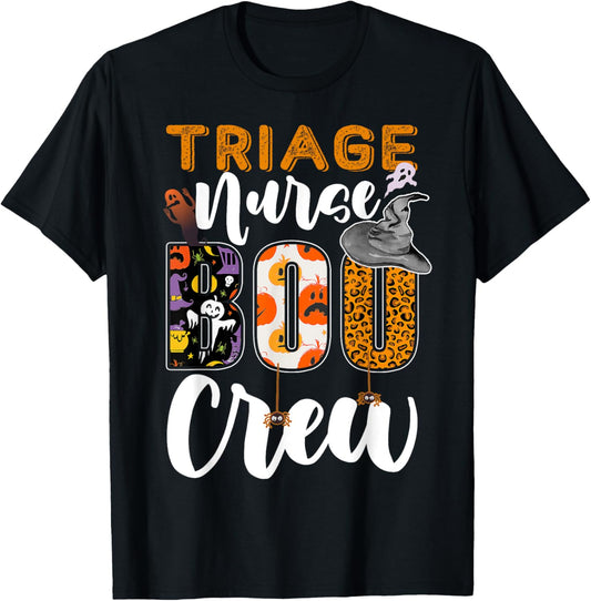 Triage Nurse Boo Crew Halloween Matching Nursing T-Shirt - T-Shirt | Black