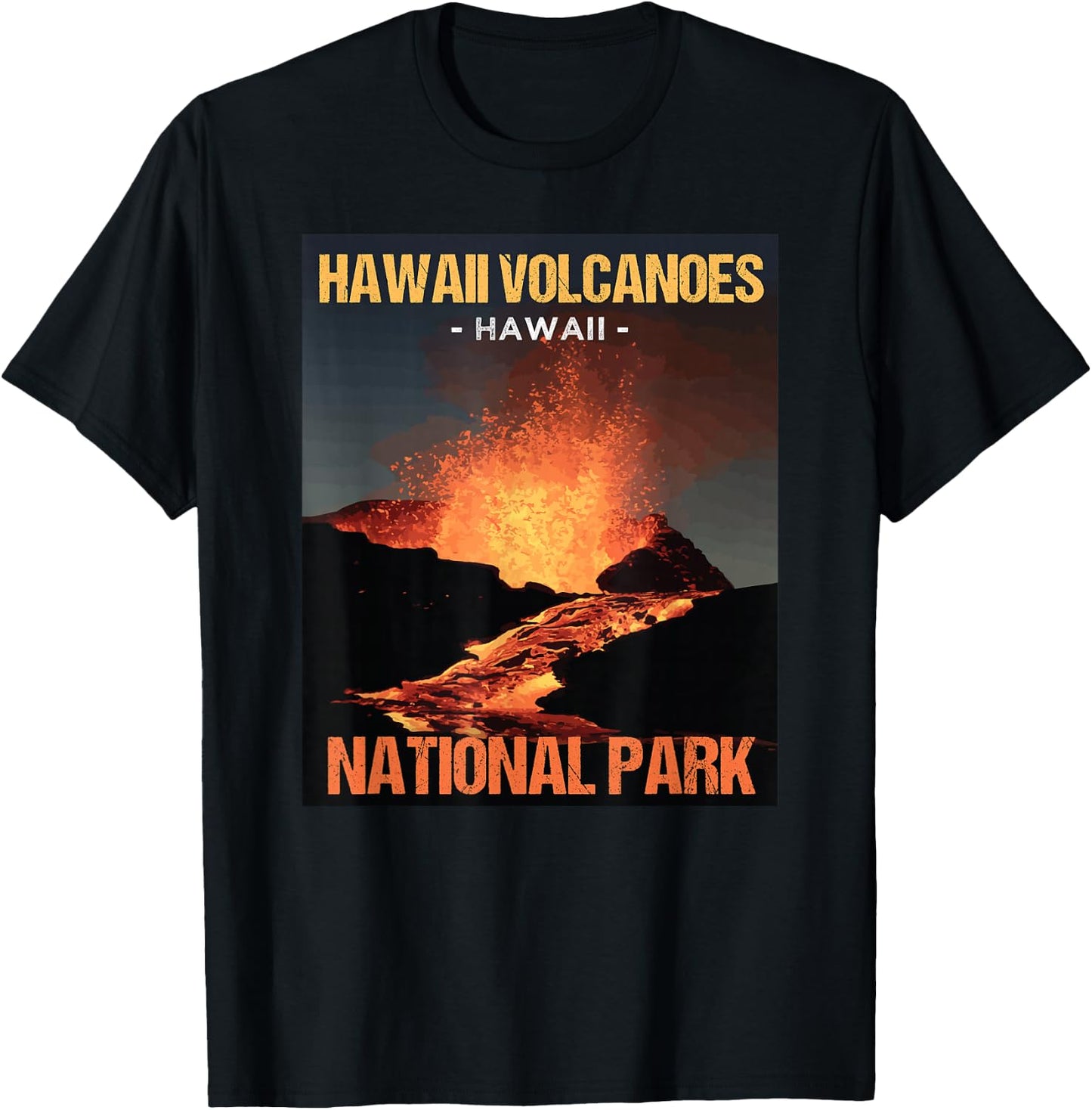 Hawaii Volcanoes National Park Poster Design T-Shirt - T-Shirt | Black