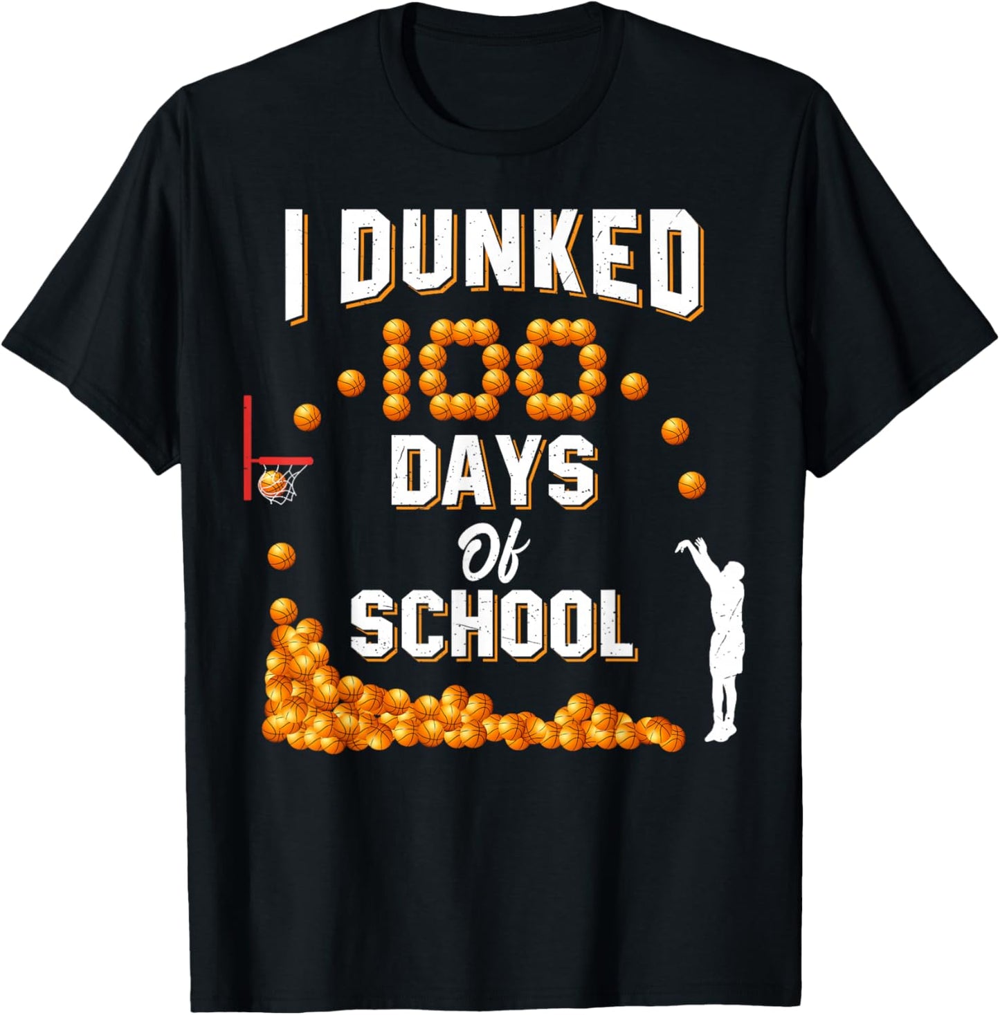 100 Days Of School Basketball Dunked 100th Day For Boys Kids T-Shirt - T-Shirt | Black